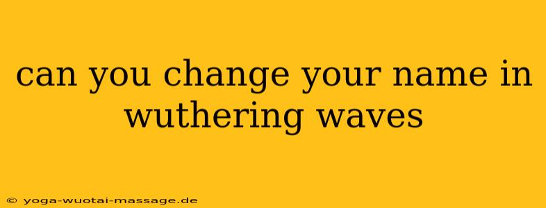can you change your name in wuthering waves