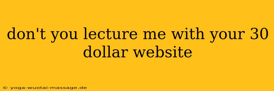 don't you lecture me with your 30 dollar website