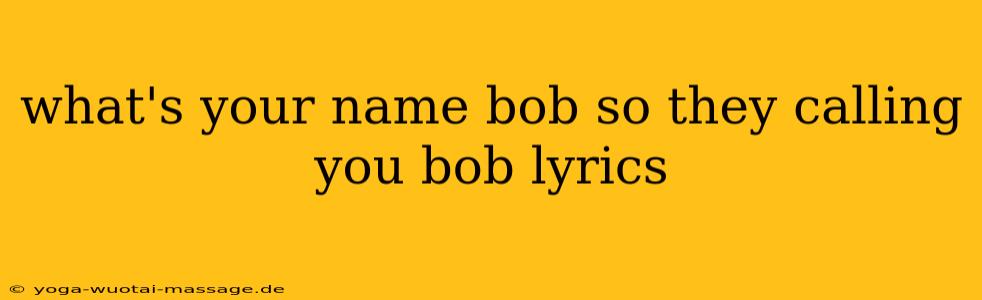 what's your name bob so they calling you bob lyrics