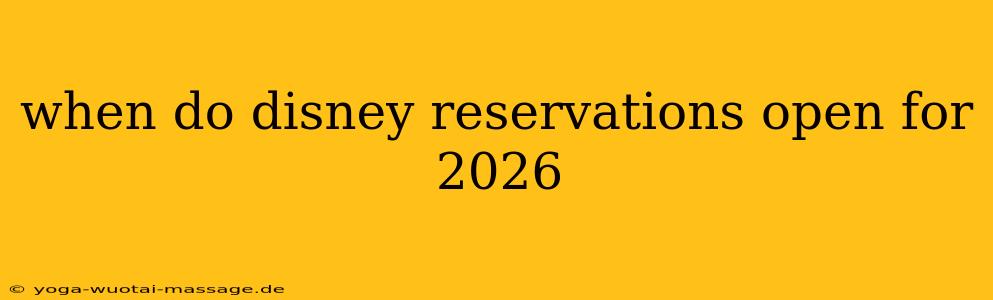 when do disney reservations open for 2026